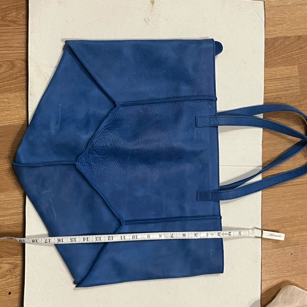Elegant Blue Leather Tote Bag